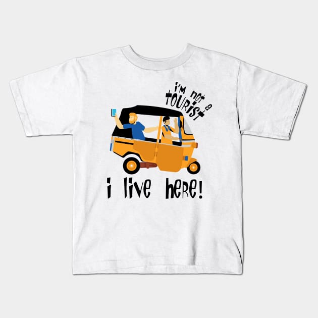 Humorous Tourism Travel Car Buggy Selfie Funny Kids T-Shirt by Mellowdellow